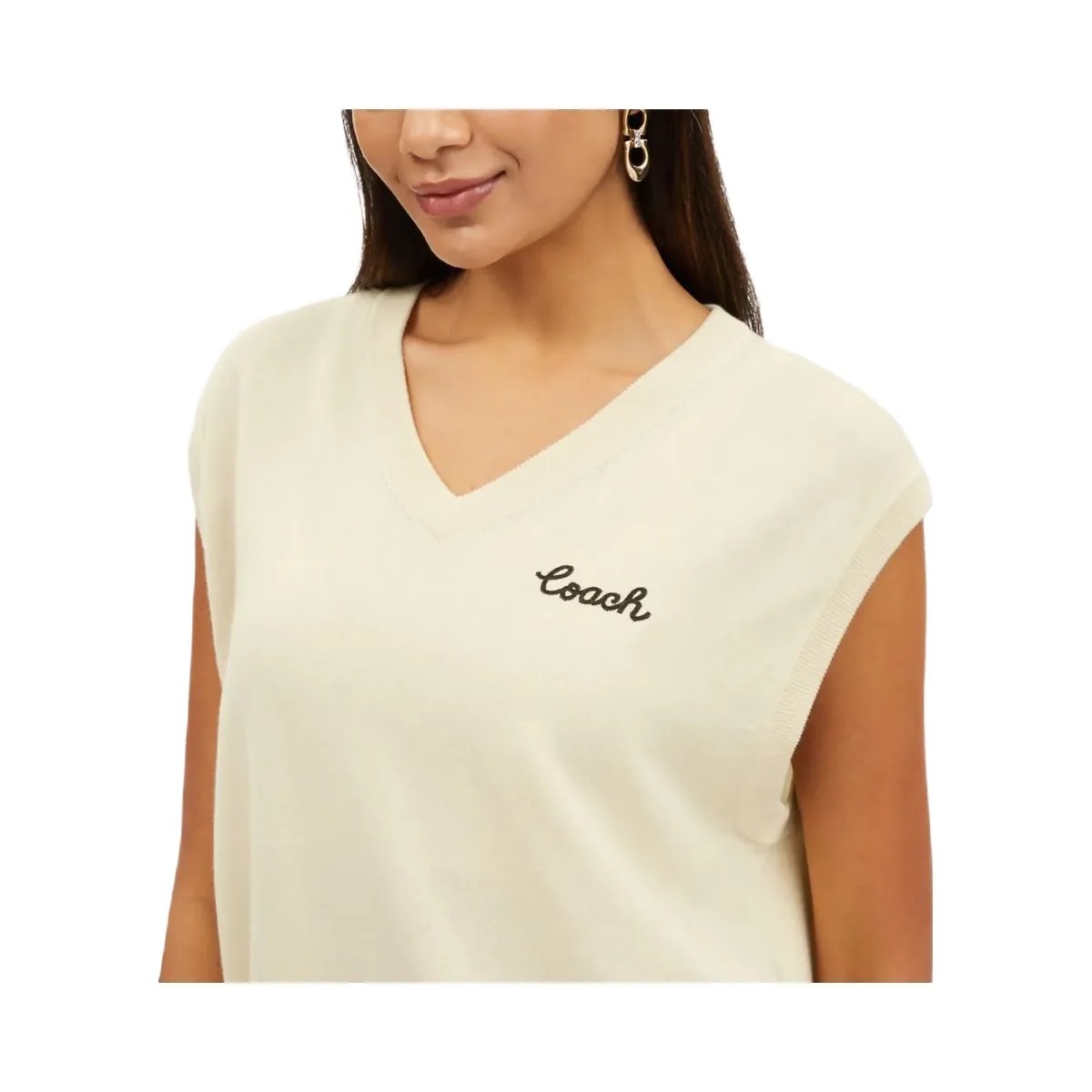 Coach Sweater Vest Cream - HypeFly India View 4