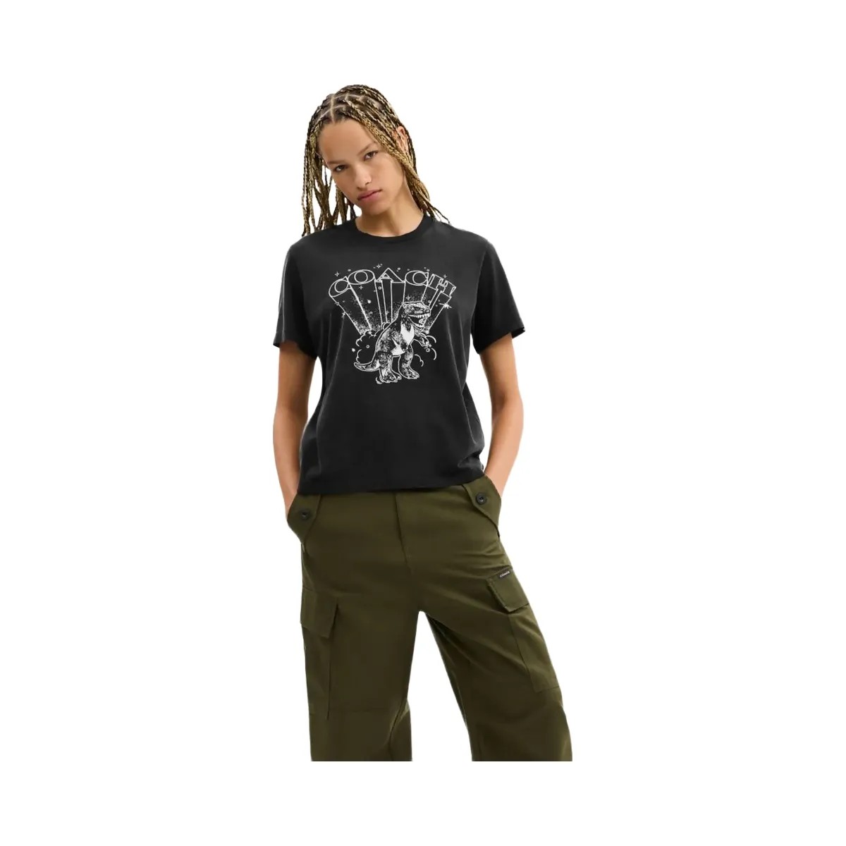 Coach T Rex Classic T Shirt In Organic Cotton Washed Black - HypeFly India View 2