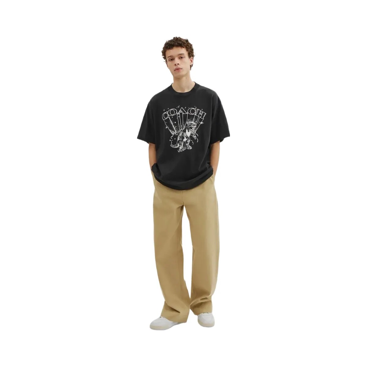 Coach T Rex Relaxed T Shirt In Organic Cotton Washed Black - HypeFly India View 2