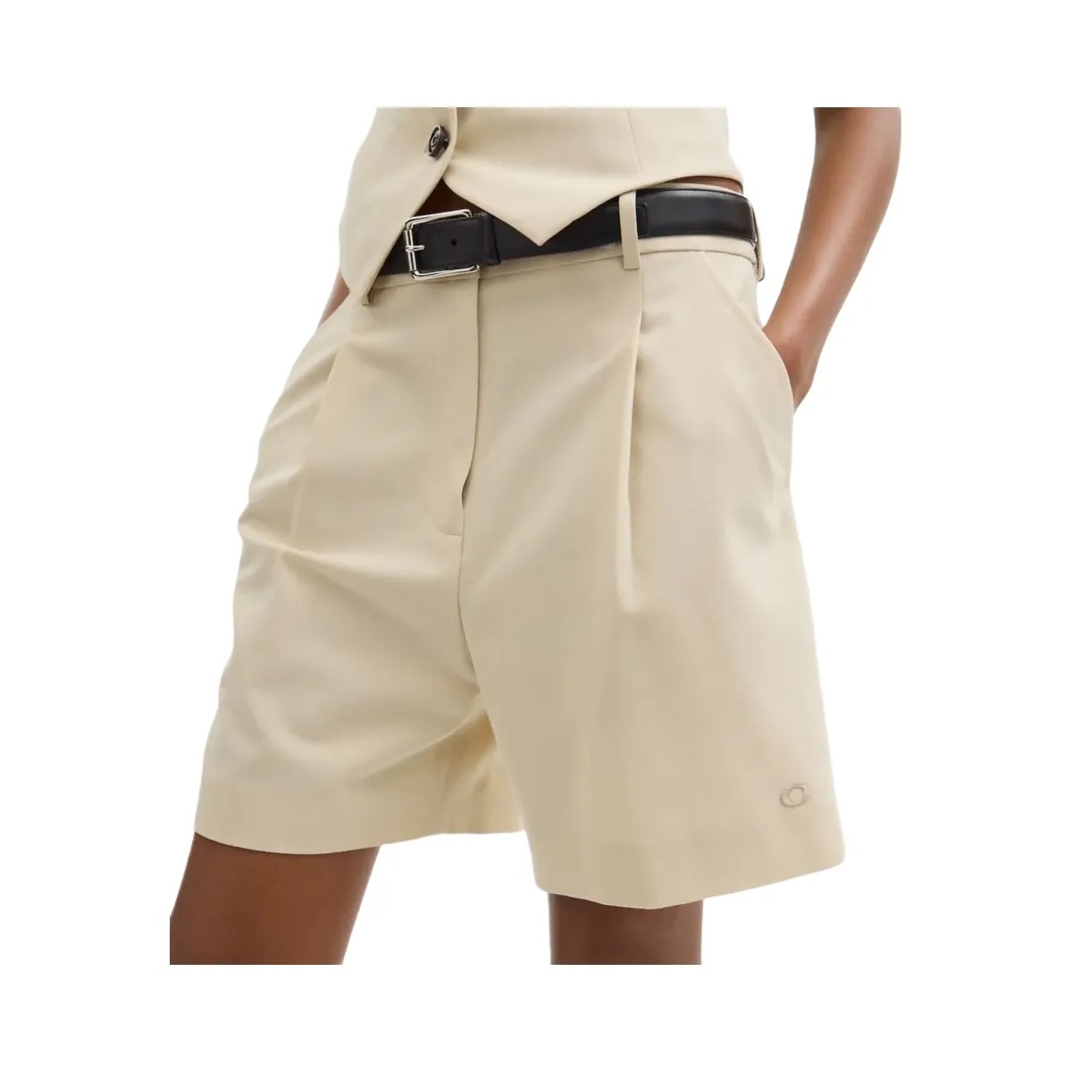 Coach Tailored Shorts In Recycled Polyester Sand - HypeFly India View 4
