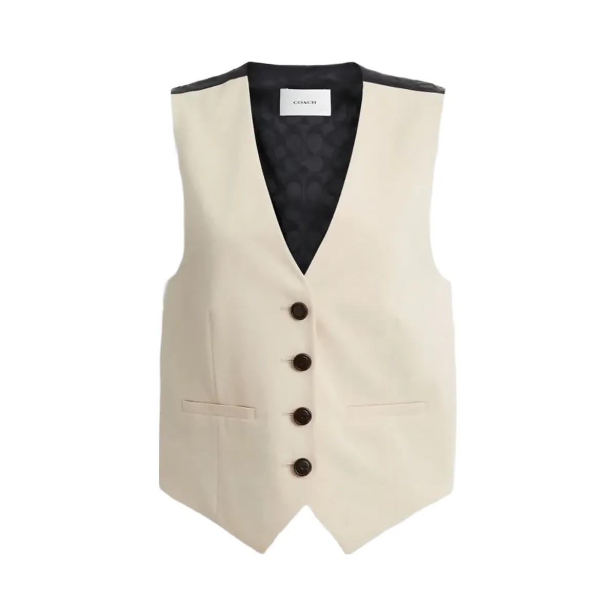 Coach Tailored Vest In Recycled Polyester Sand - HypeFly India View 1