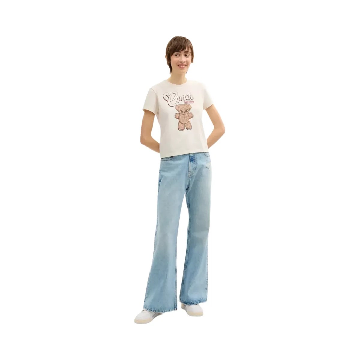 Coach Teddy Stuffie T-Shirt In Organic Cotton in Cream - HypeFly India View 2