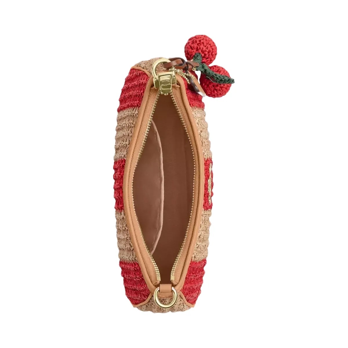 Coach Teri Shoulder Bag With Stripes And Charm in Gold Red Tan - HypeFly India View 4