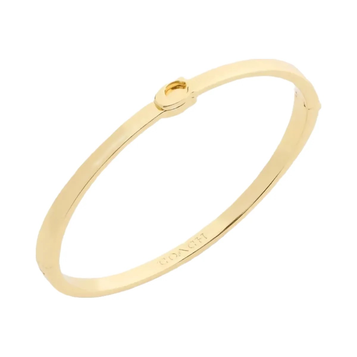 Coach Thin Signature Hinged Bangle in Gold - HypeFly India View 2