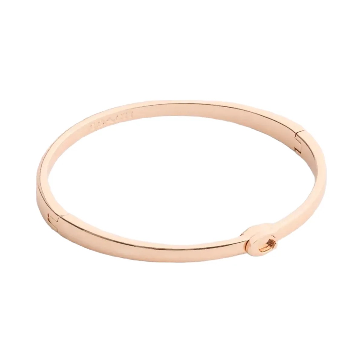 Coach Thin Signature Hinged Bangle in Rose Gold - HypeFly India View 1
