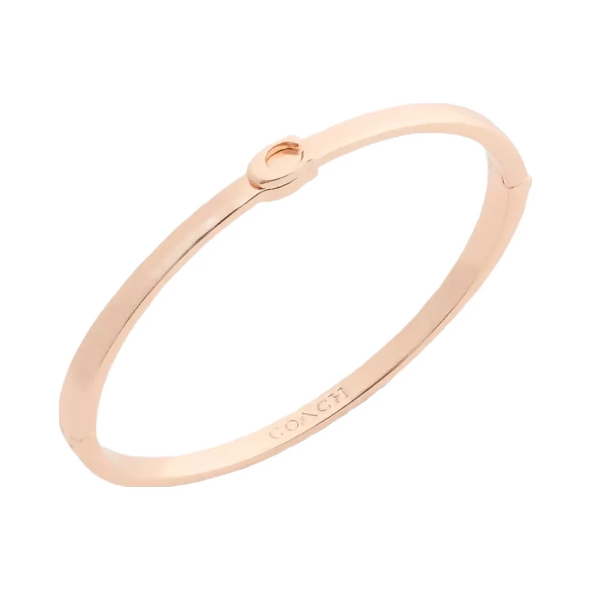 Coach Thin Signature Hinged Bangle in Rose Gold - HypeFly India View 2