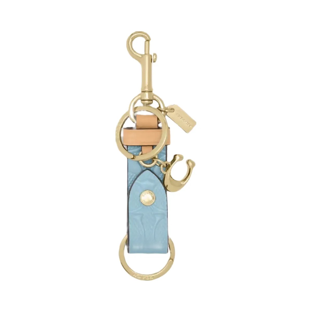 Coach Trigger Snap Bag Charm In Signature Leather With Charm in Gold Light Blue - HypeFly India View 1