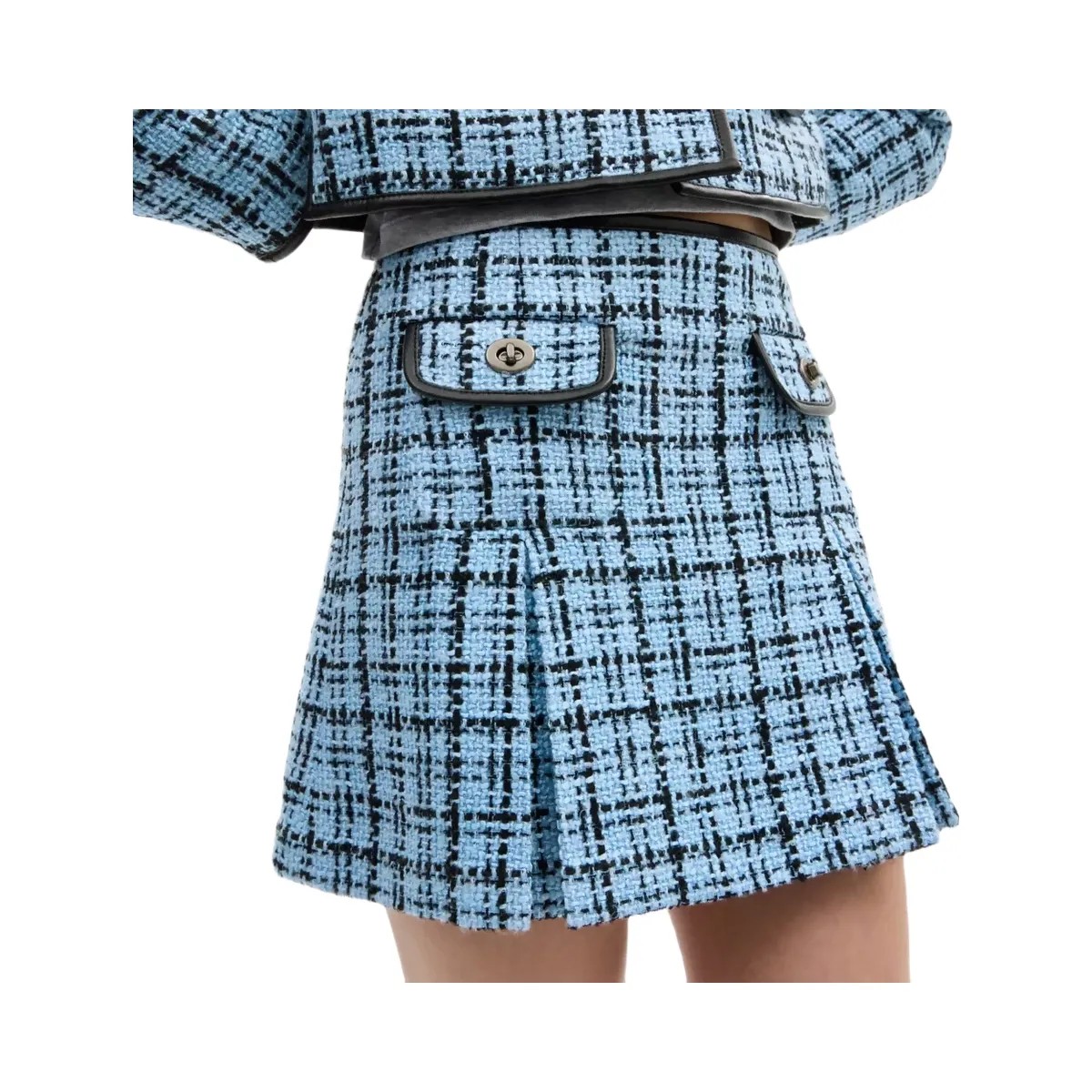 Coach Turnlock Tweed Skirt in Blue - HypeFly India View 4