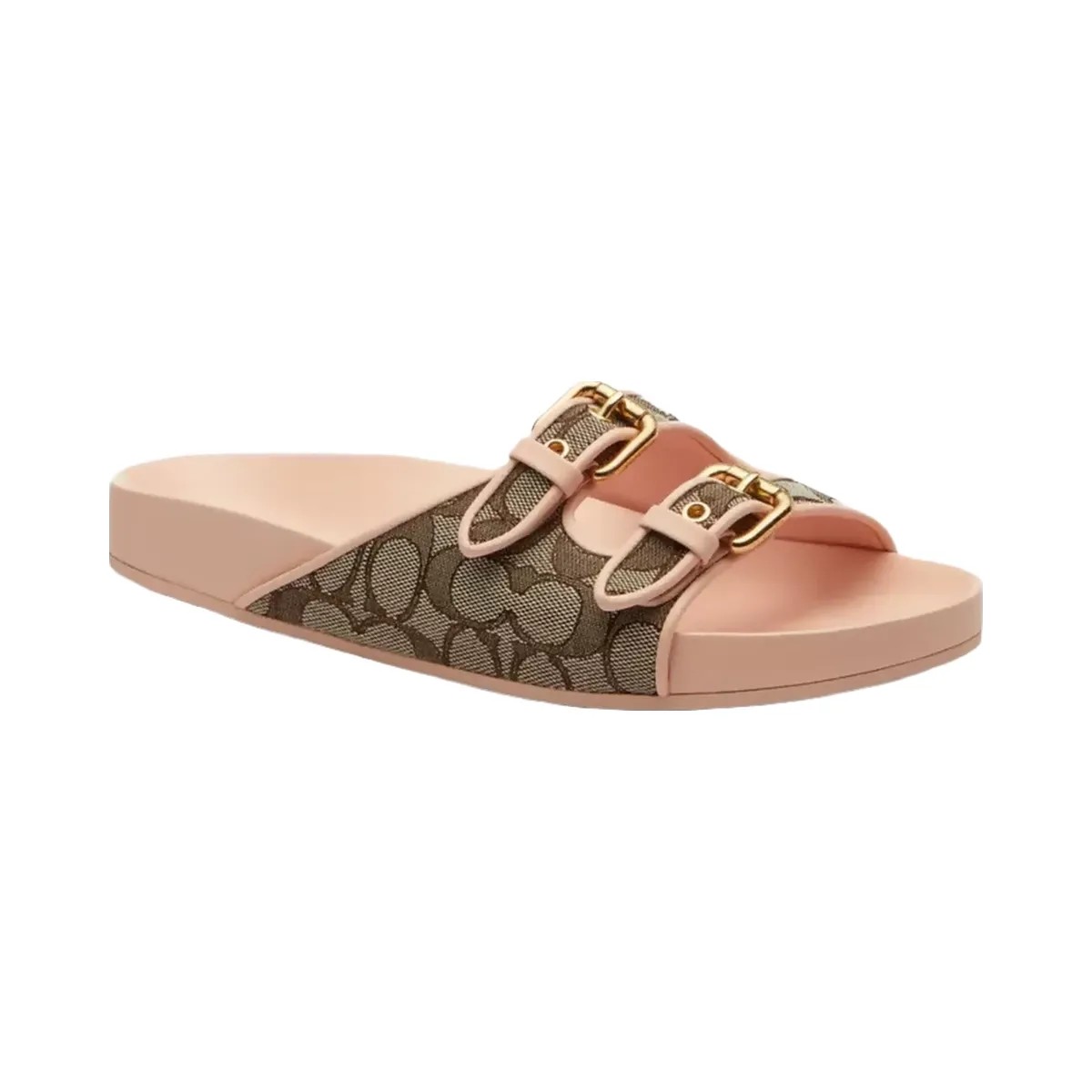 Coach Two Band Buckle Sandal In Signature Jacquard in Oak Candy Pink - HypeFly India View 1
