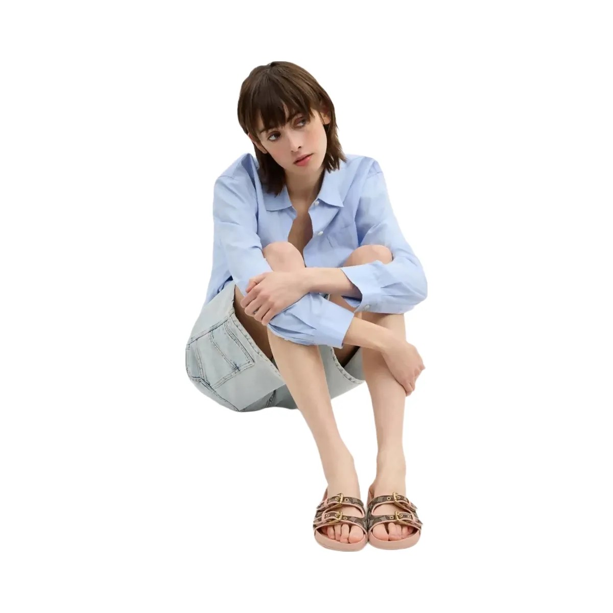 Coach Two Band Buckle Sandal In Signature Jacquard in Oak Candy Pink - HypeFly India View 6