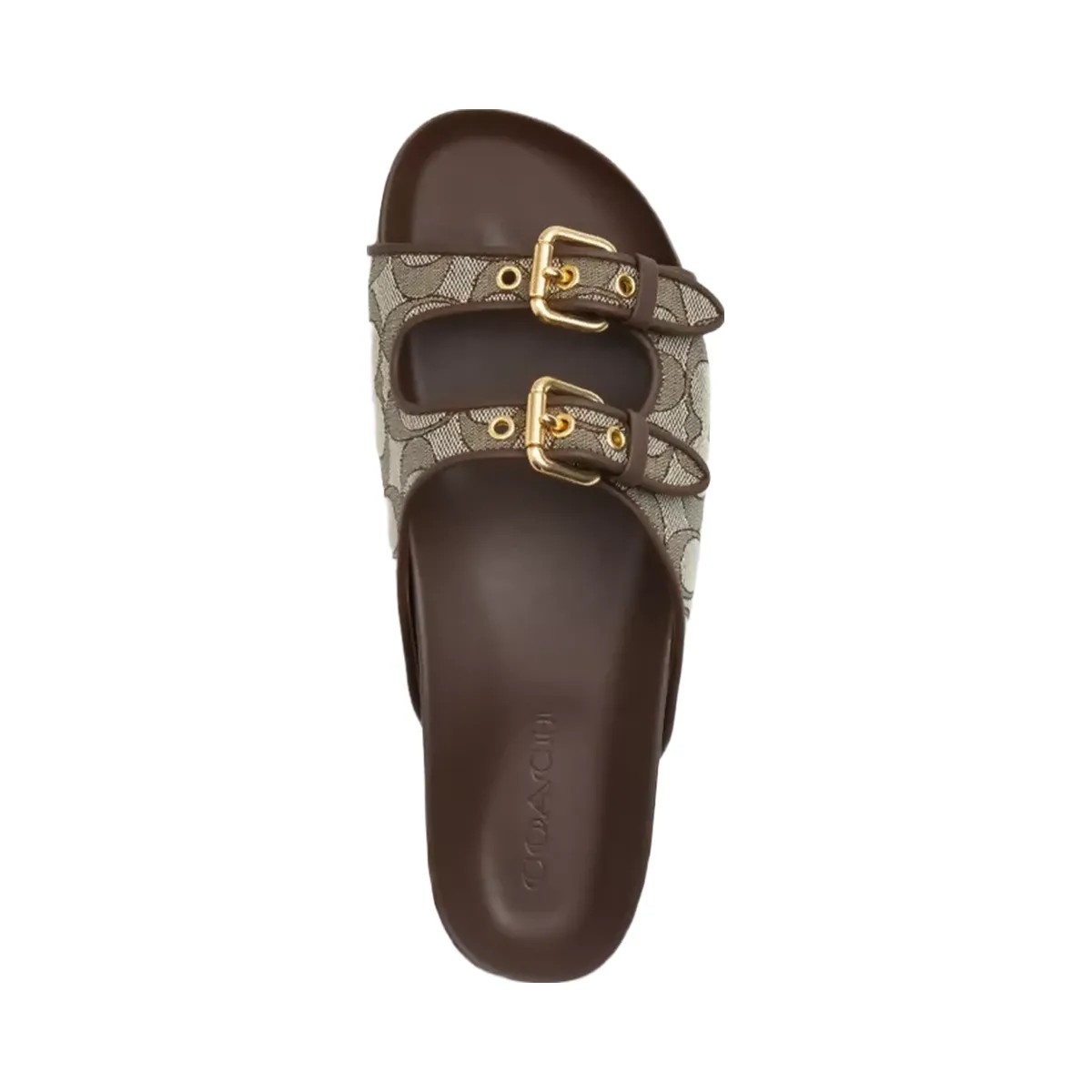 Coach Two Band Buckle Sandal In Signature Jacquard in Oak Maple - HypeFly India View 3