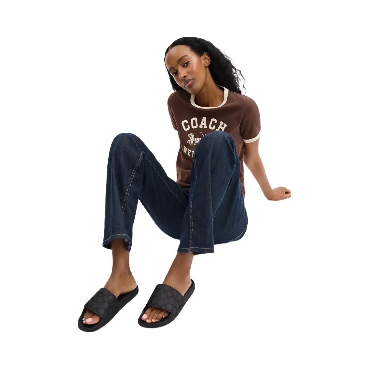 Coach Udele Sport Slide In Signature Canvas in Charcoal Black - HypeFly India View 6