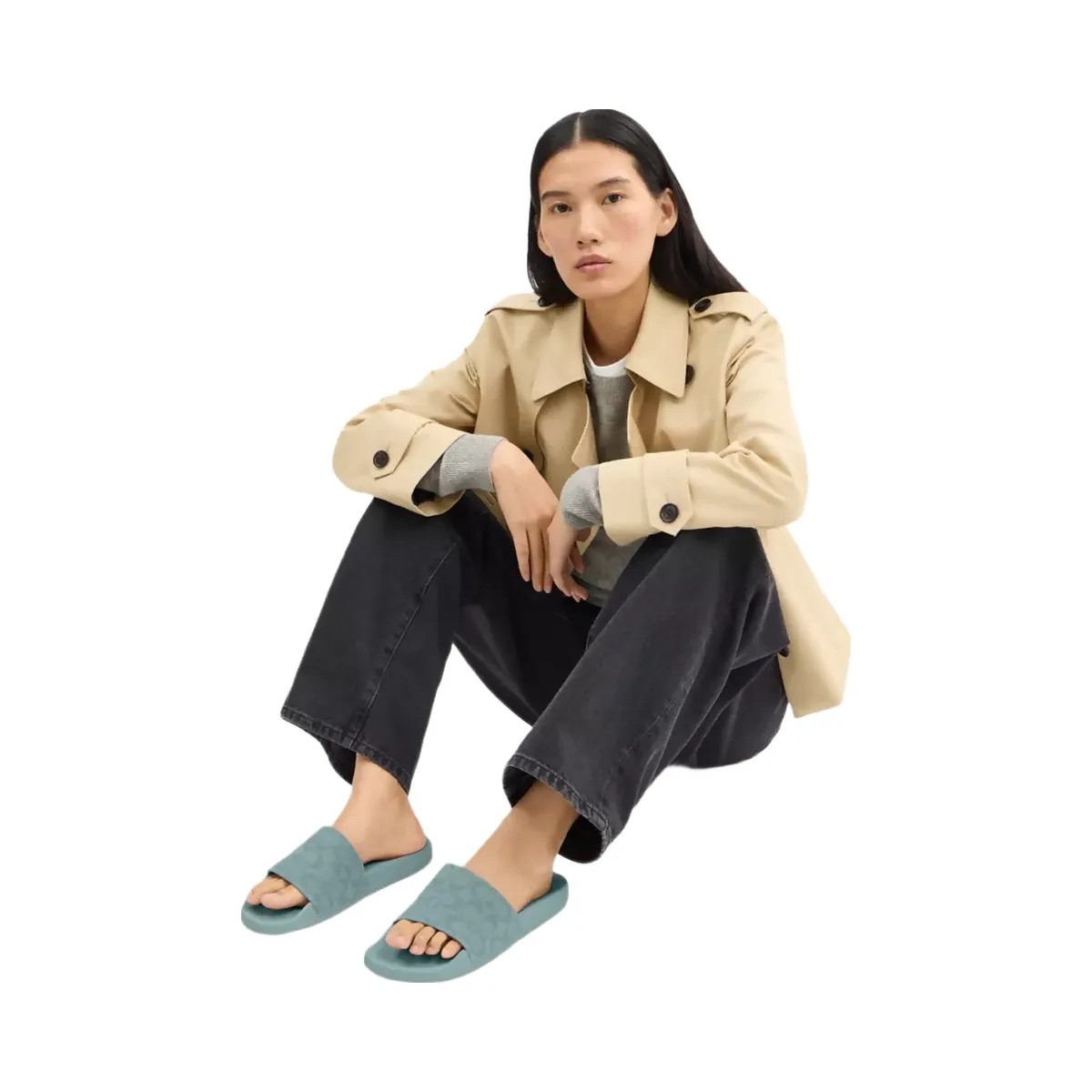 Coach Udele Sport Slide In Signature Jacquard Canvas in Sea Mist - HypeFly India View 5