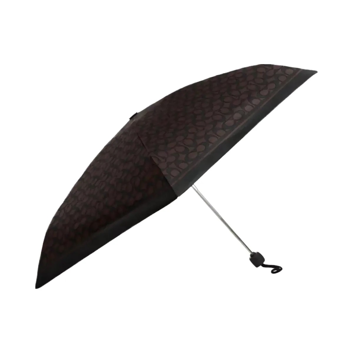 Coach Uv Protection Mini Umbrella In Signature Print in Silver Walnut Black - HypeFly India View 1
