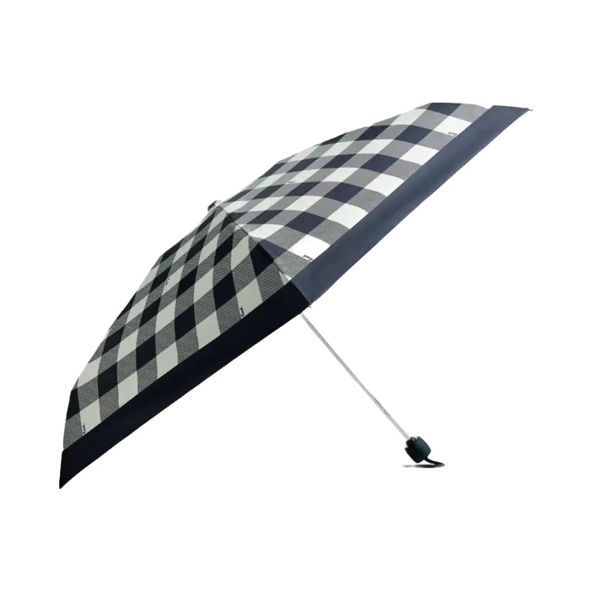 Coach Uv Protection Mini Umbrella With Gingham Print in Silver Black Multi - HypeFly India View 1