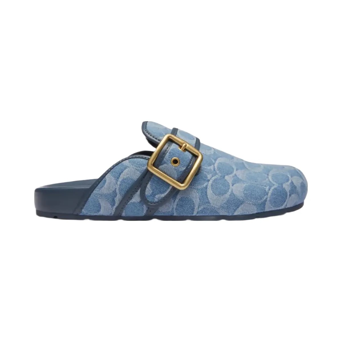 Coach Women's Archival Buckle Clog In Regenerative Cotton Signature Denim Indigo - HypeFly India View 1