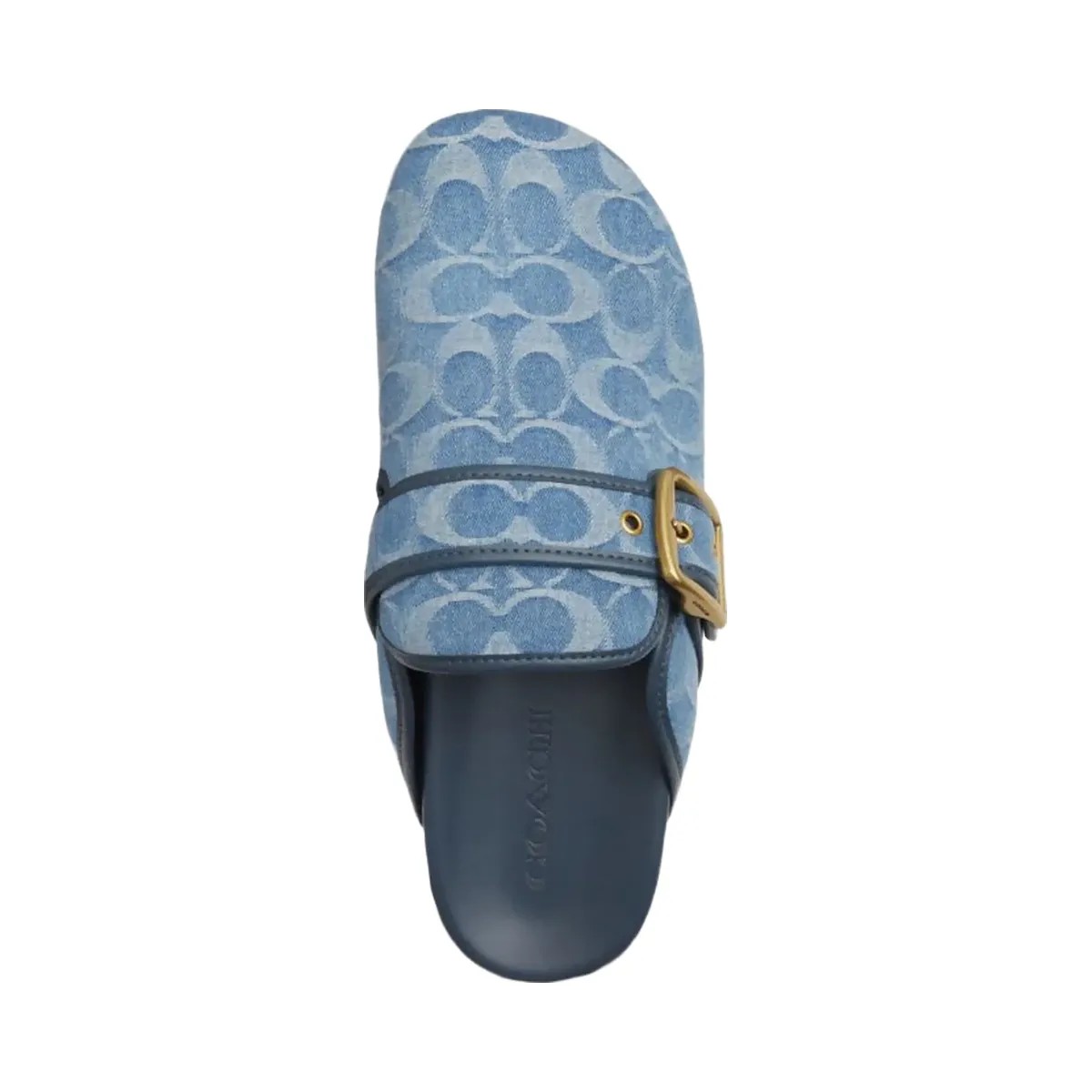 Coach Women's Archival Buckle Clog In Regenerative Cotton Signature Denim Indigo - HypeFly India View 3