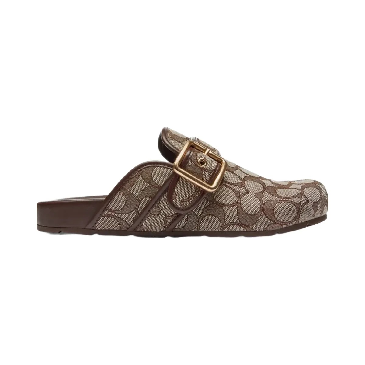 Coach Women's Archival Buckle Clog In Signature Jacquard Oak Maple - HypeFly India View 1