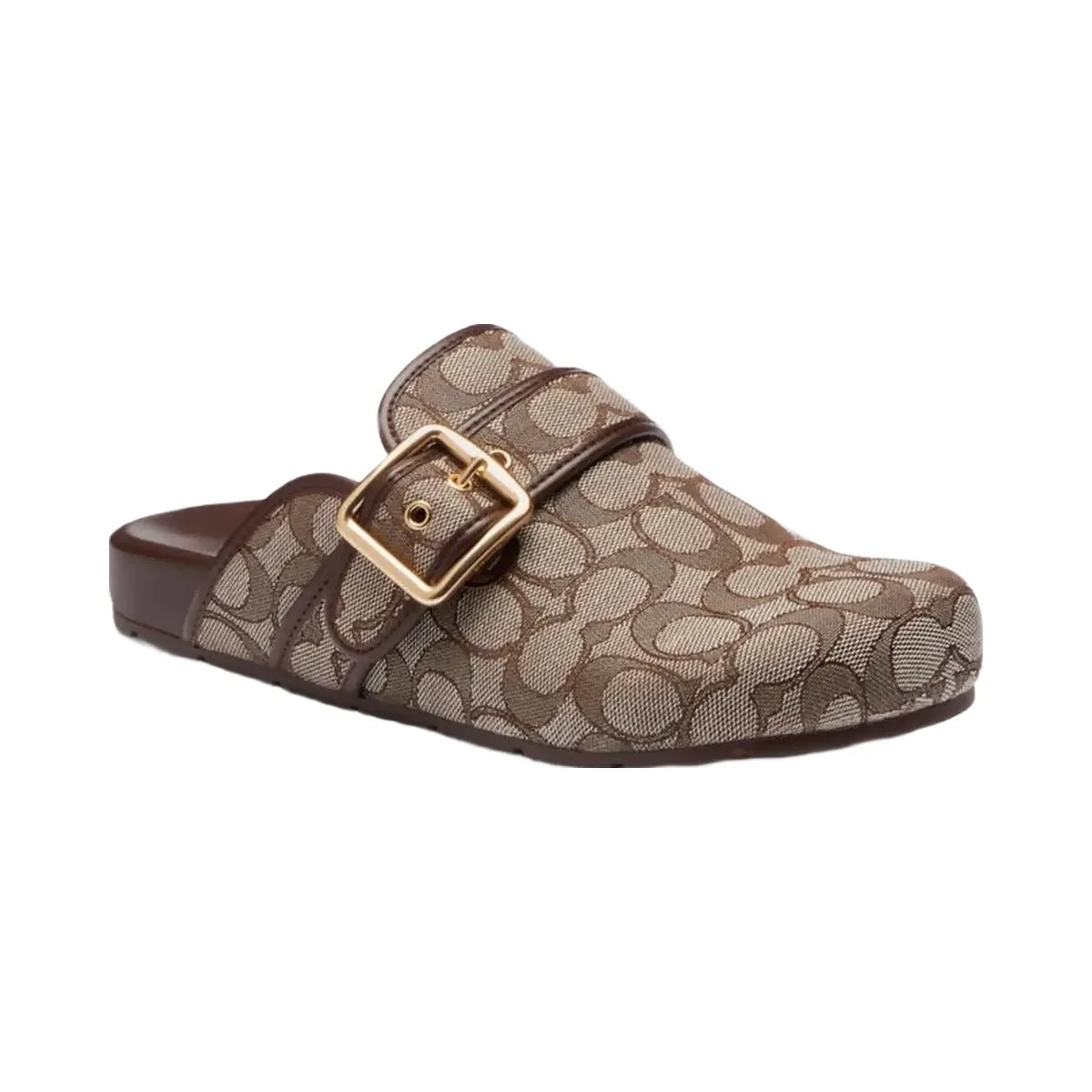 Coach Women's Archival Buckle Clog In Signature Jacquard Oak Maple - HypeFly India View 2