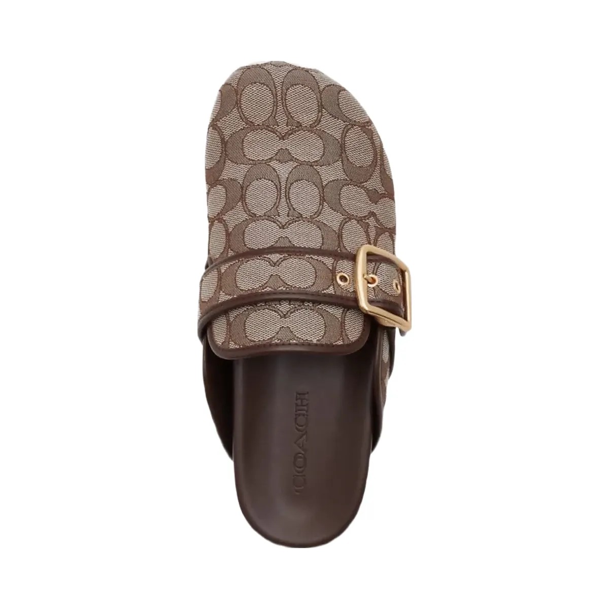 Coach Women's Archival Buckle Clog In Signature Jacquard Oak Maple - HypeFly India View 3