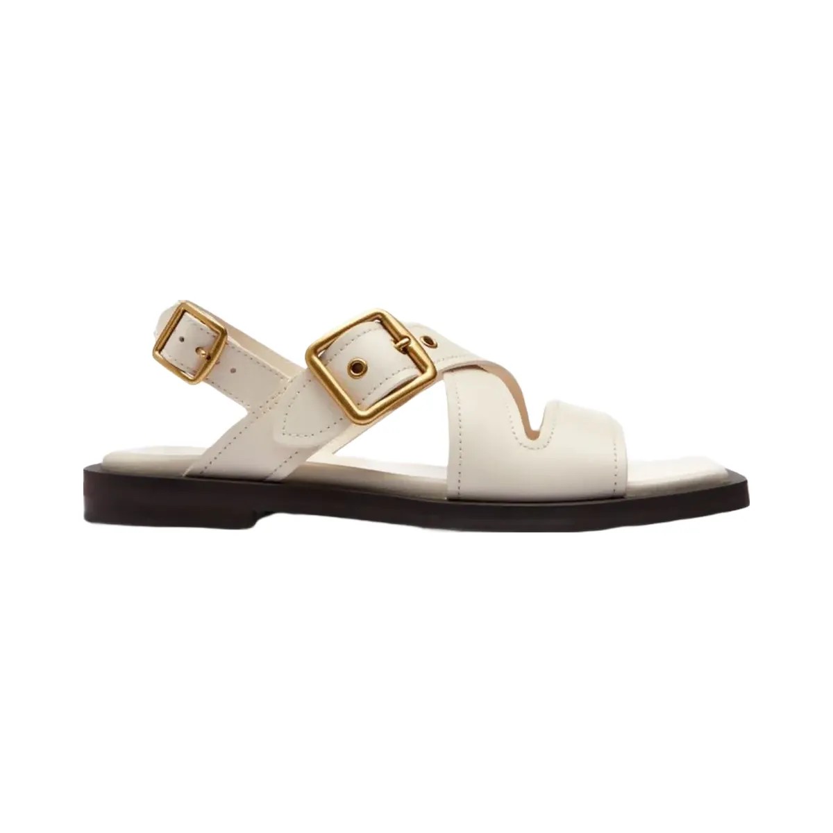 Coach Women's Archival Buckle Flat Sandal Chalk - HypeFly India View 1