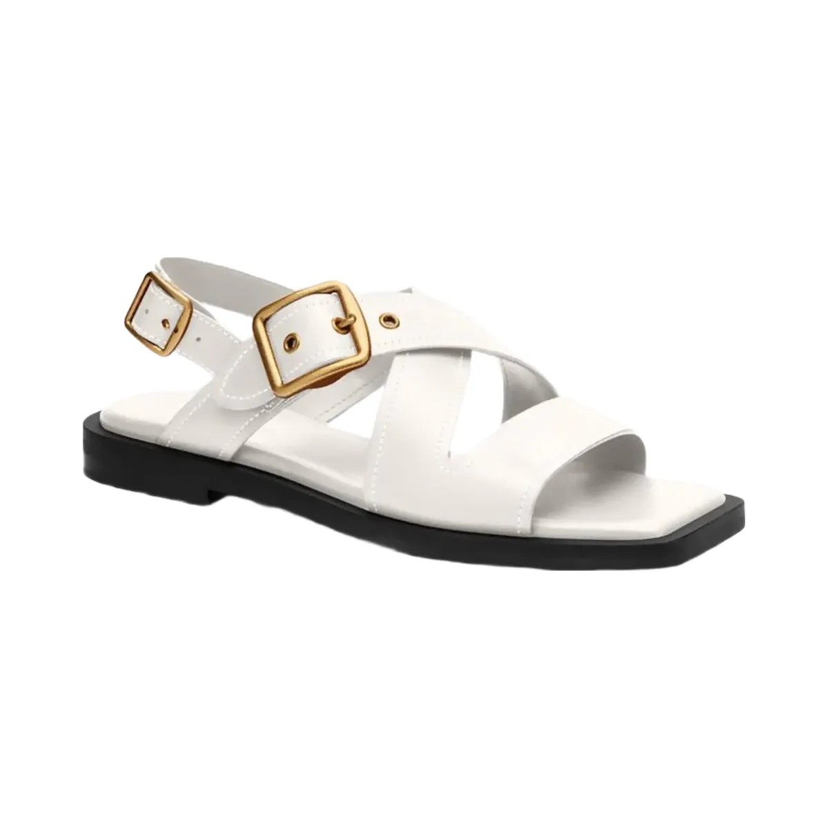 Coach Women's Archival Buckle Flat Sandal Chalk - HypeFly India View 2