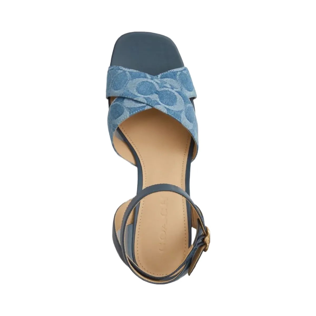 Coach Women's Block Heel Sandal In Signature Denim Indigo - HypeFly India View 3