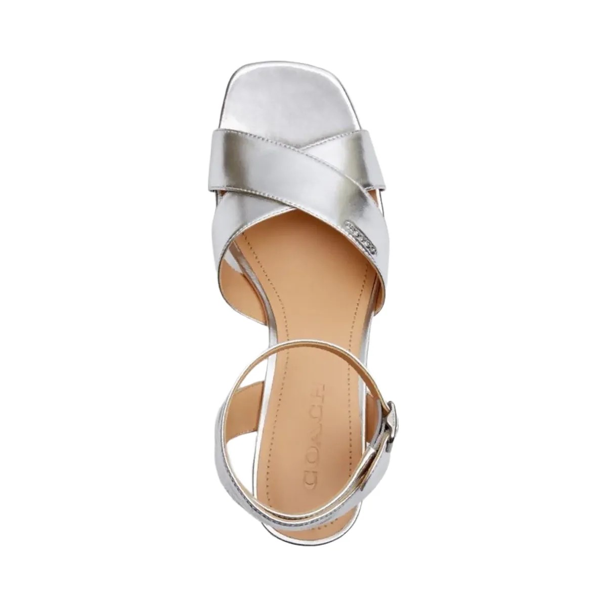 Coach Women's Block Heel Sandal Metallic Silver - HypeFly India View 3
