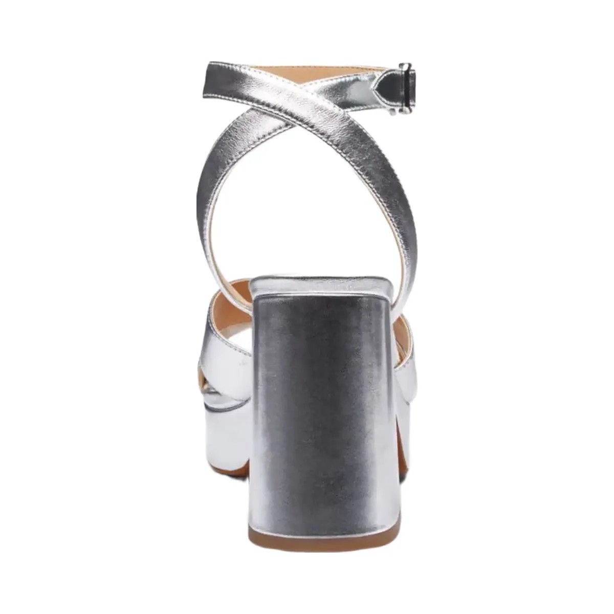 Coach Women's Block Heel Sandal Metallic Silver - HypeFly India View 4