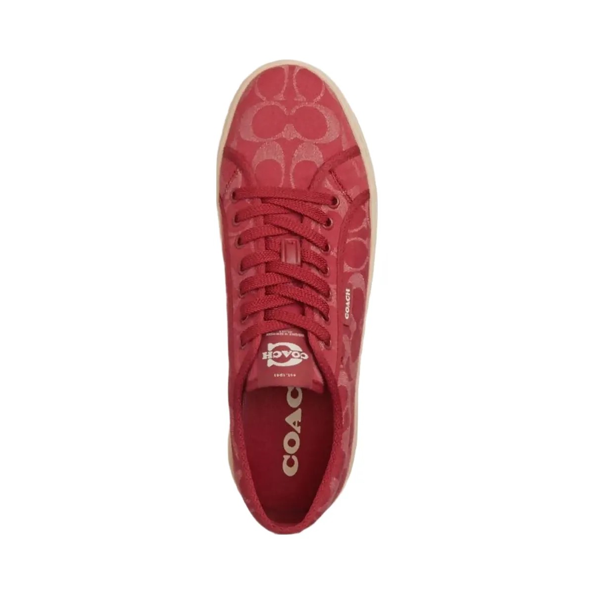 Coach Women's Canvas Sneaker In Signature Denim Red Denim Ivory - HypeFly India View 3