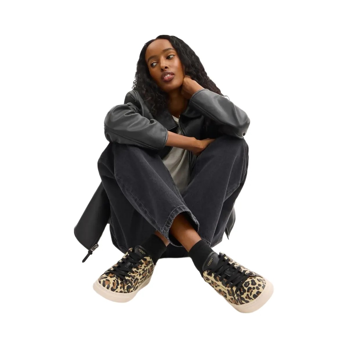 Coach Women's High Line Sneaker With Leopard Print Black Leopard - HypeFly India View 6