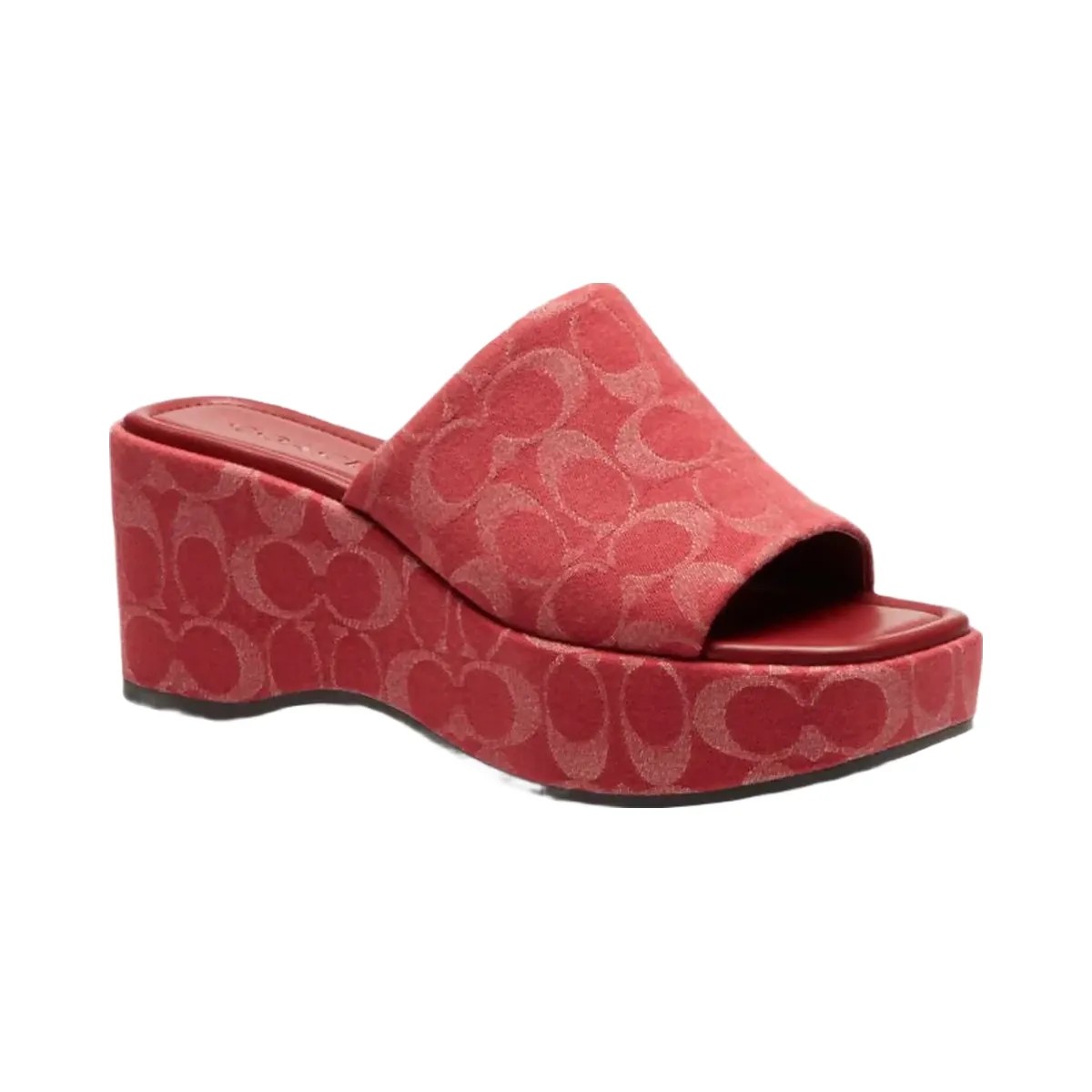 Coach Women's Phoebe Platform Sandal In Signature Denim True Red - HypeFly India View 2