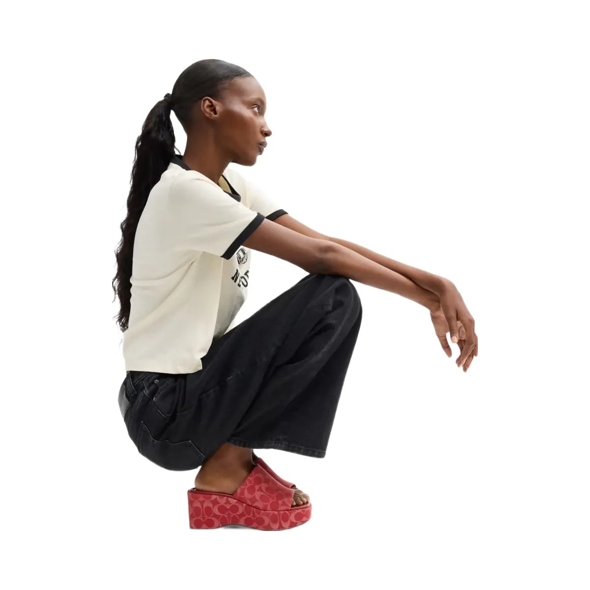 Coach Women's Phoebe Platform Sandal In Signature Denim True Red - HypeFly India View 6