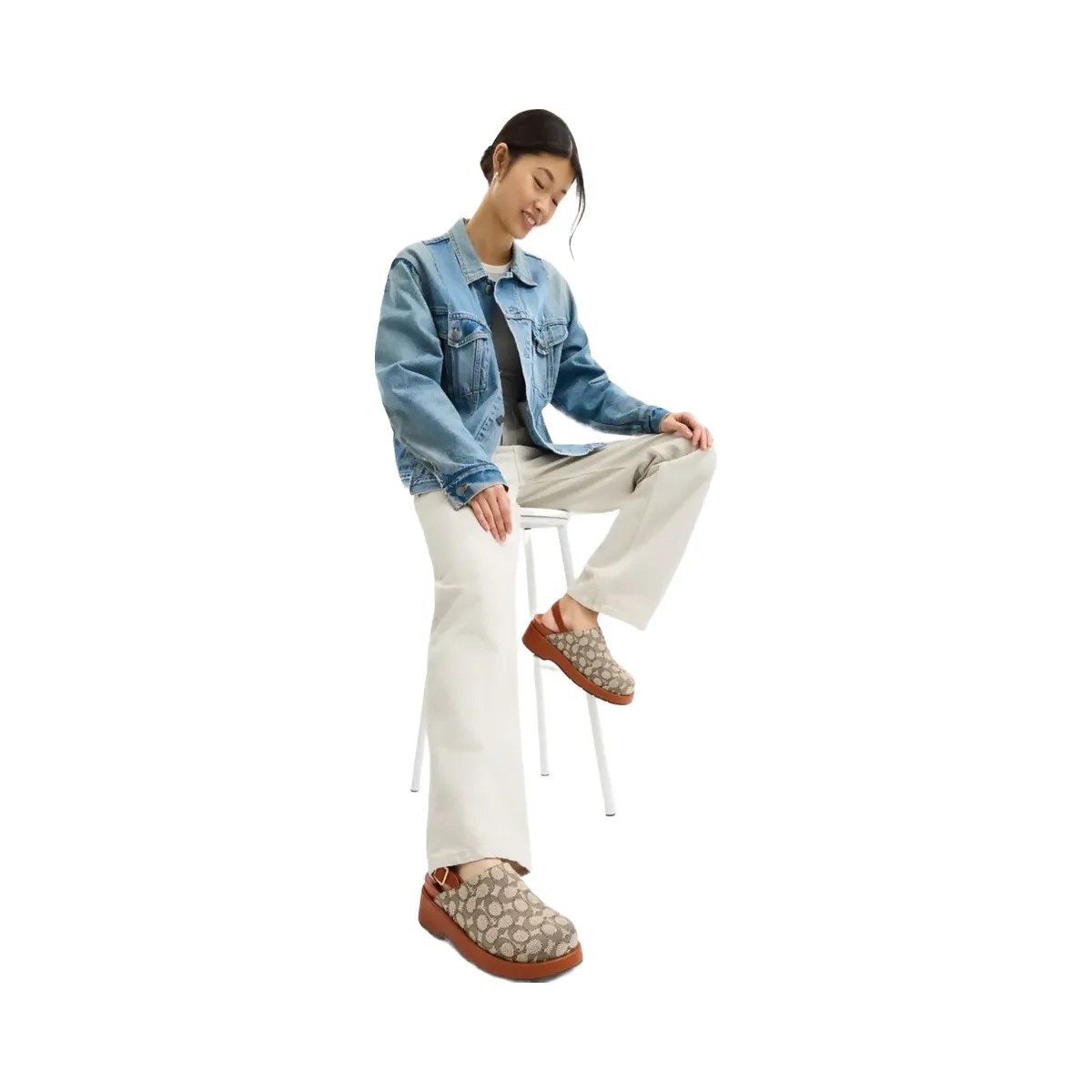 Coach Women's Sculpted C Platform Clog In Signature Textile Jacquard Cocoa Burnished Amber - HypeFly India View 5