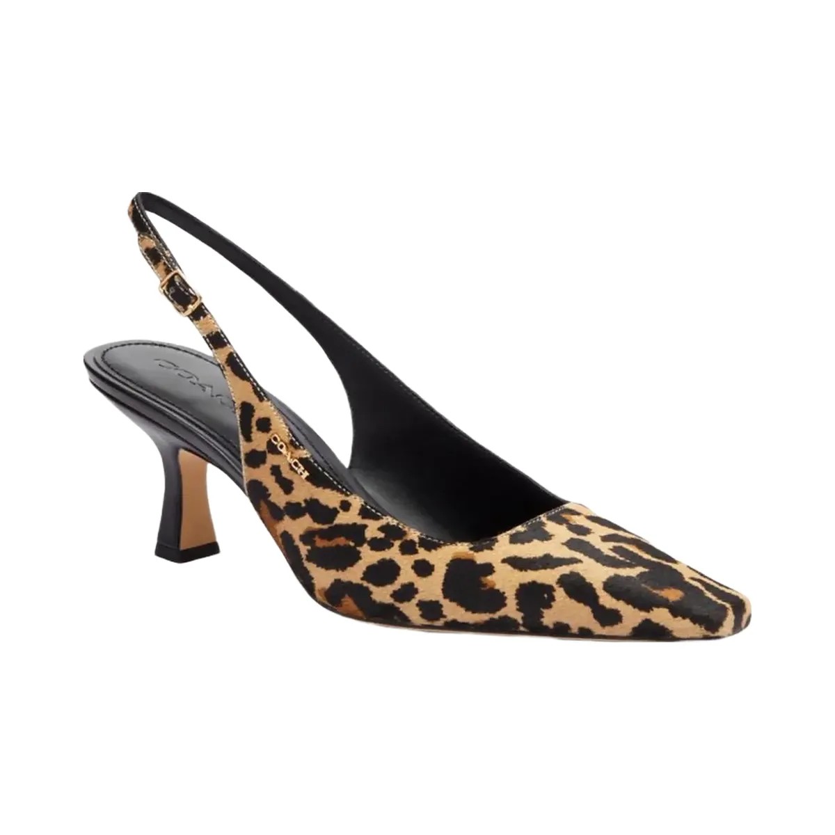 Coach Women's Slingback Heel With Leopard Print Tan & Black - HypeFly India View 2