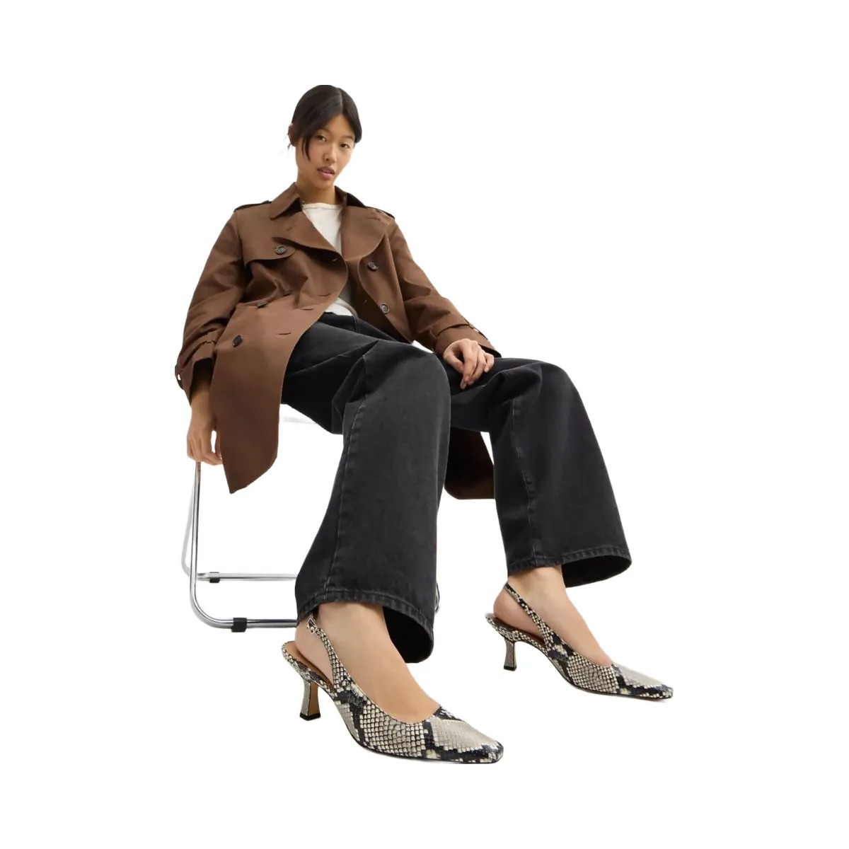 Coach Women's Slingback Heel With Snake Print Natural - HypeFly India View 6
