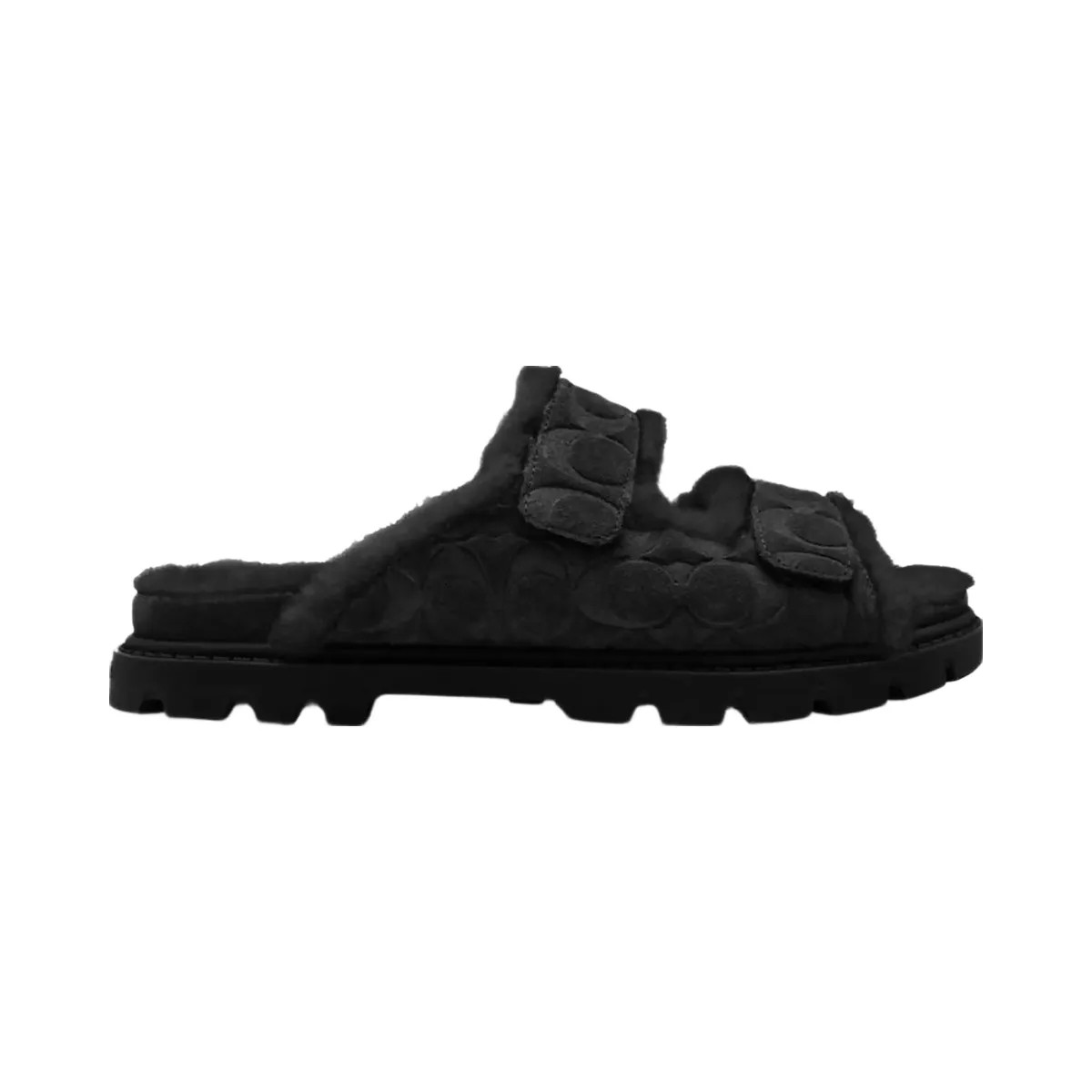 Coach Women's Two Band Sport Slide In Signature Suede Black - HypeFly India View 1