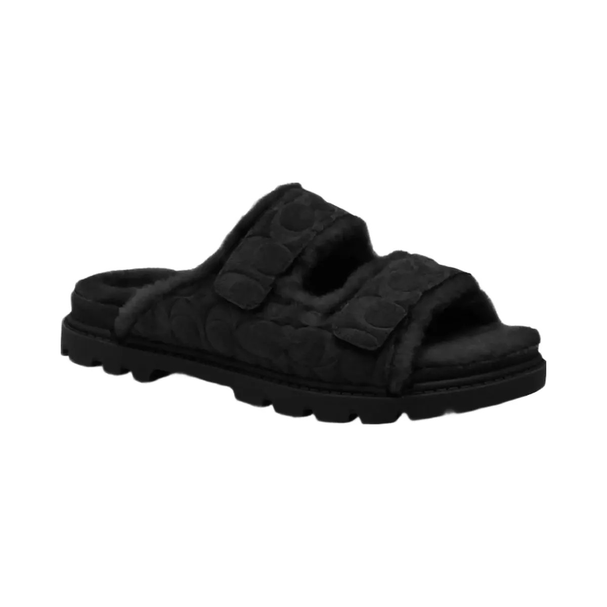 Coach Women's Two Band Sport Slide In Signature Suede Black - HypeFly India View 2