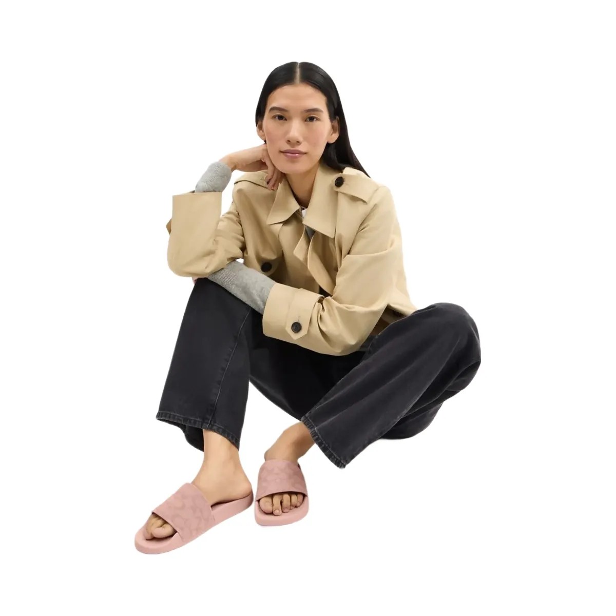 Coach Women's Udele Sport Slide In Signature Jacquard Canvas Carnation - HypeFly India View 6