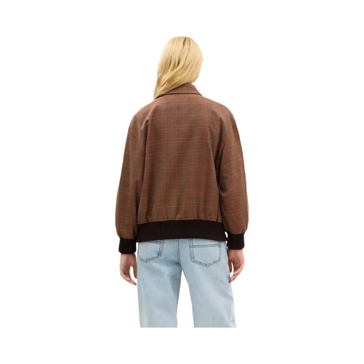 Coach Wool Blouson Jacket in Orange Pink Plaid - HypeFly India View 3
