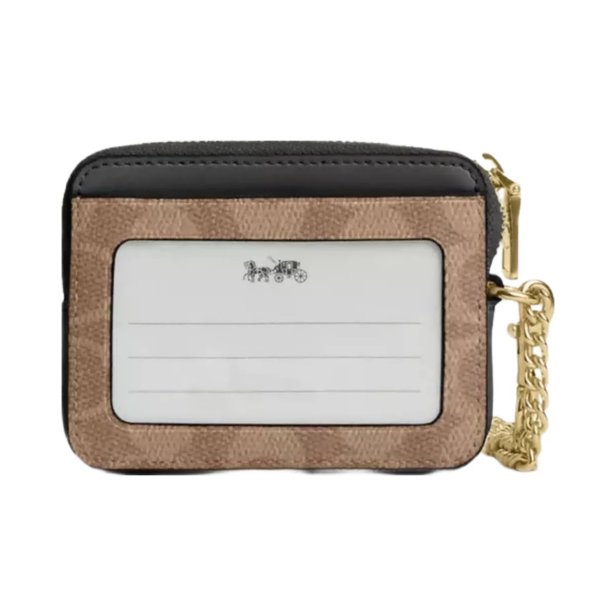 Coach Zip Card Case In Signature Canvas in Gold Tan Black - HypeFly India View 2
