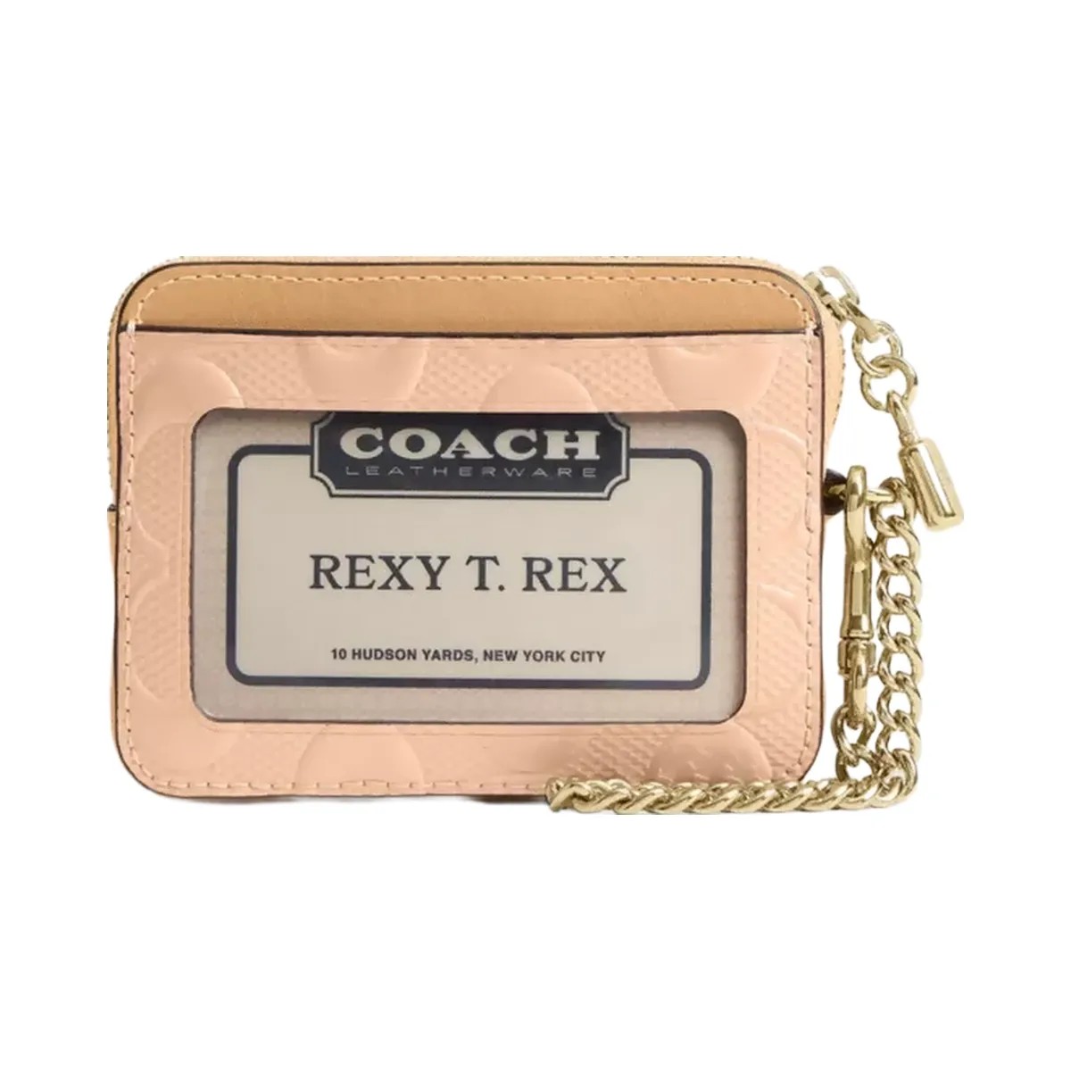 Coach Zip Card Case In Signature Leather With Charm in Gold Faded Blush - HypeFly India View 2