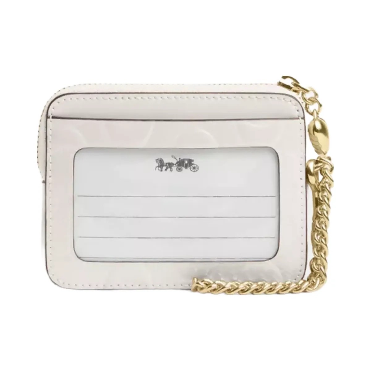 Coach Zip Card Case In Signature Leather With Heart Charm in Gold Chalk - HypeFly India View 2