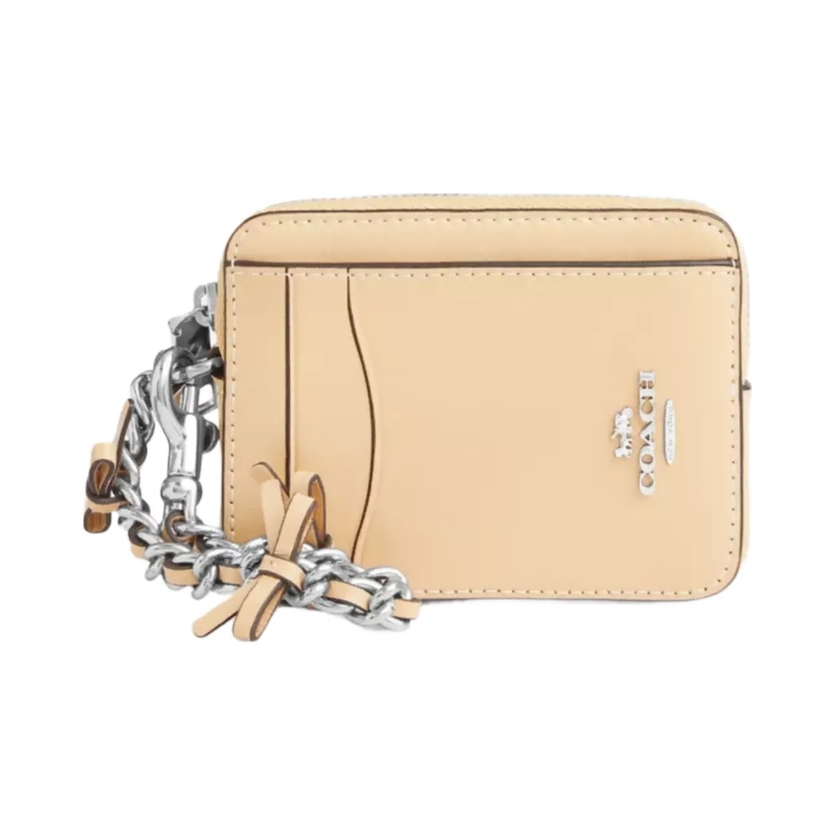 Coach Zip Card Case With Bows in Silver Light Sand - HypeFly India View 1