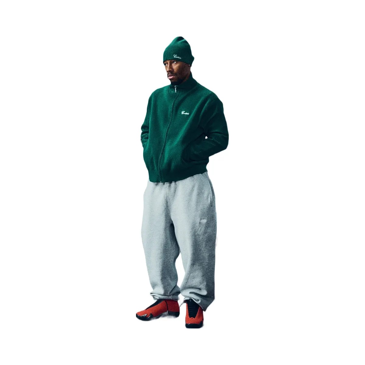 Corteiz 2 Tone Ribbed Knit Beanie Green - HypeFly India View 3