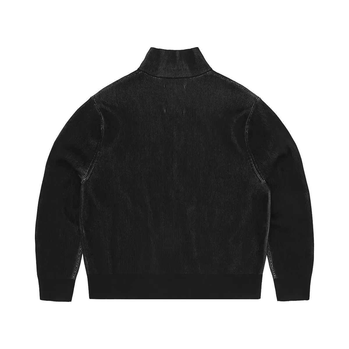 Corteiz 2 Tone Ribbed Knit Zip Up Black - HypeFly India View 2