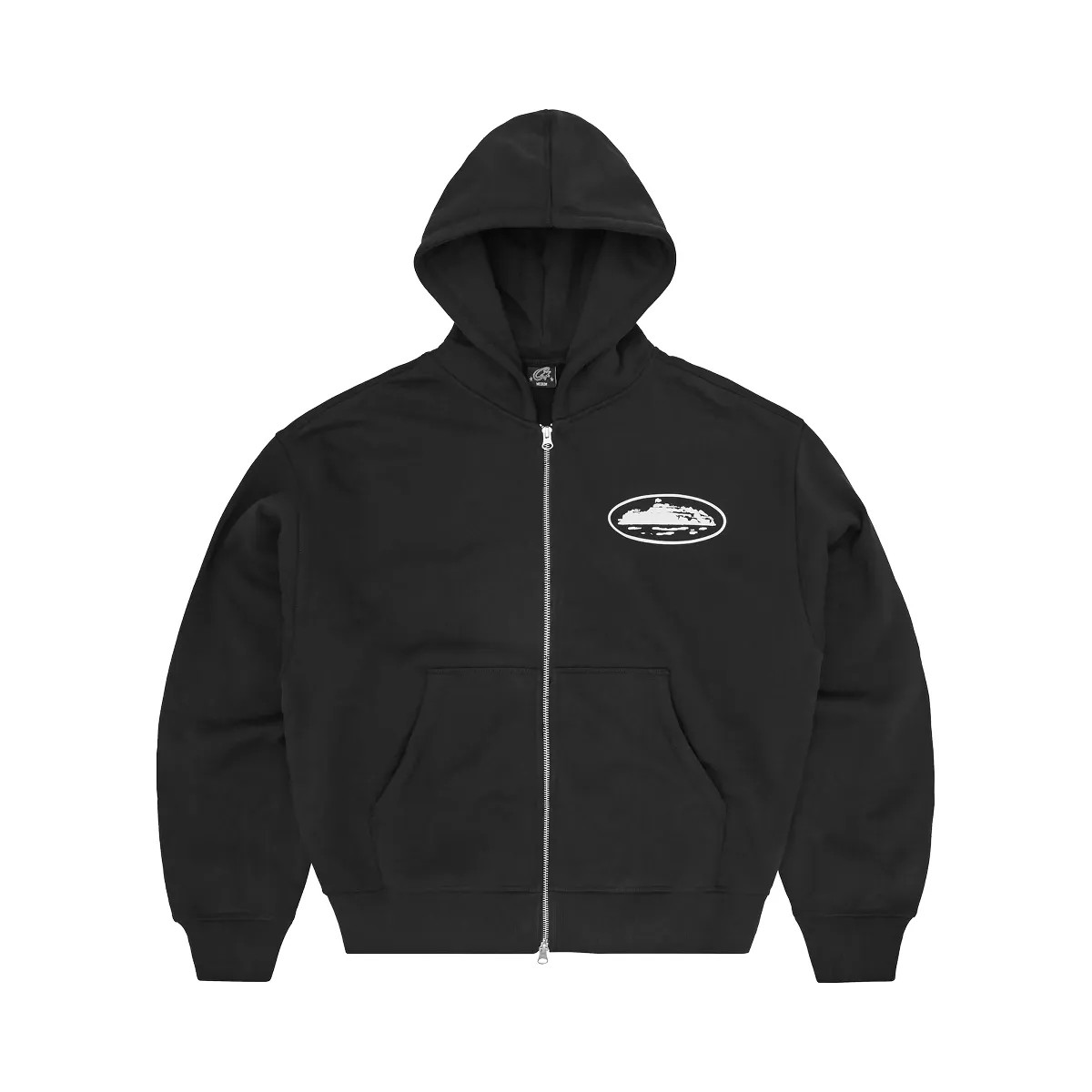 Corteiz Island Puff Print Zip Hoodie Black - HypeFly India View 1