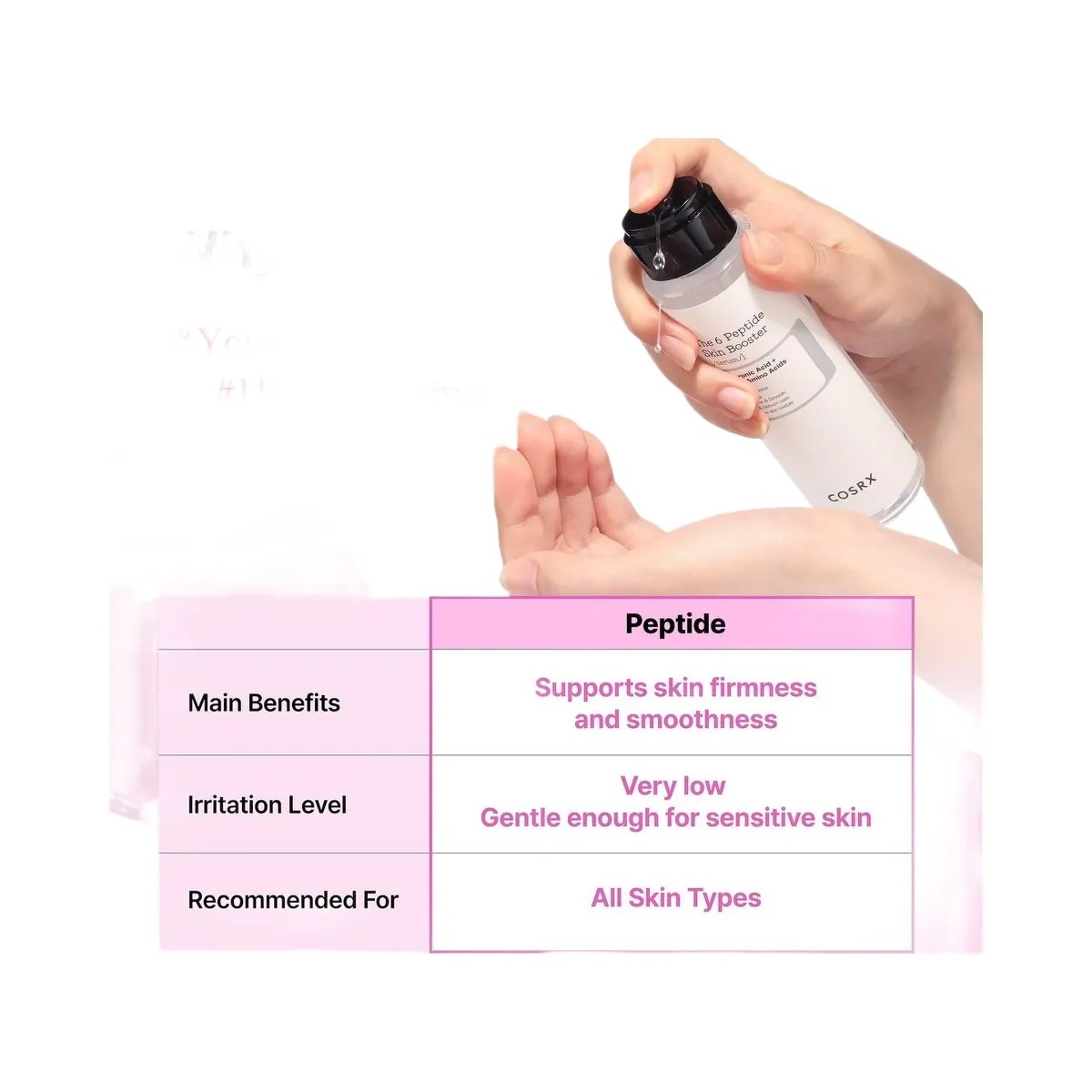 COSRX The 6 Peptide Skin Booster Serum with Niacinamide & Hyaluronic Acid - HypeFly India View 5