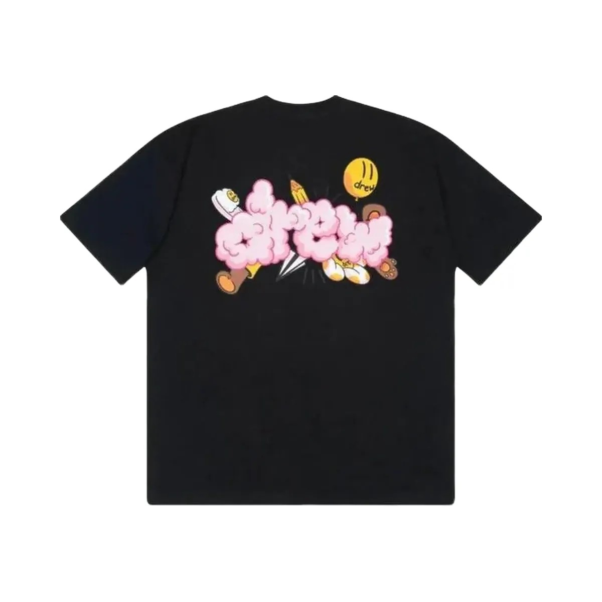 Drew House Doodle Joy Black T-Shirt Pink - HypeFly India View 1