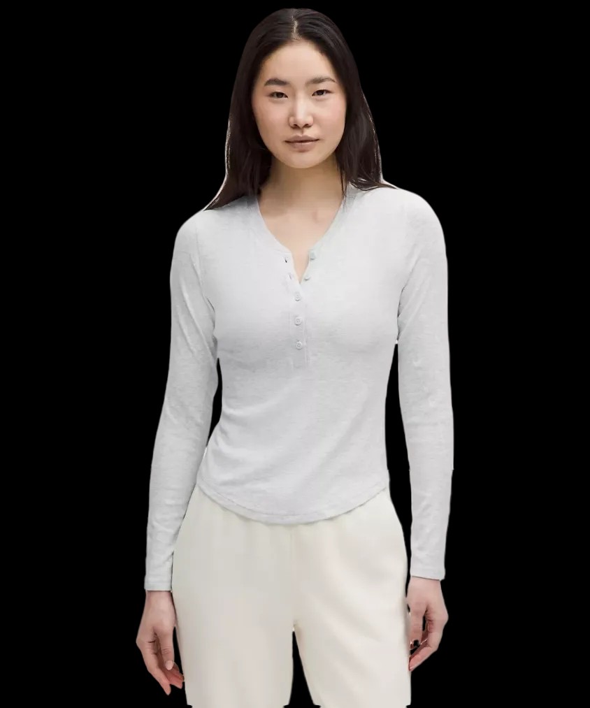 Lululemon Hold Tight Long-Sleeve Henley Heathered Core Ultra Light Grey - HypeFly India View 1